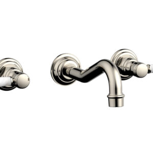 Phylrich HENRI Wall Lavatory Set – White Marble Lever Handles 161-13 – Polished Nickel