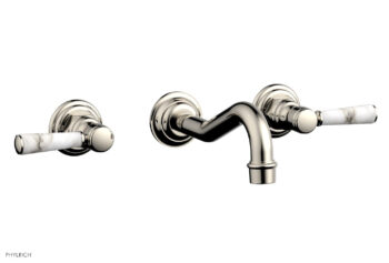 Phylrich HENRI Wall Lavatory Set - White Marble Lever Handles 161-13 - Polished Nickel