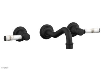 Phylrich HENRI Wall Lavatory Set - White Marble Lever Handles 161-13 - Matte Black