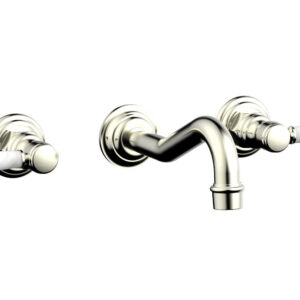 Phylrich HENRI Wall Lavatory Set – White Marble Lever Handles 161-13 – Satin Nickel