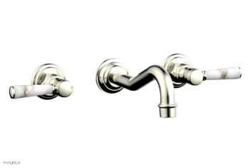 Phylrich HENRI Wall Lavatory Set - White Marble Lever Handles 161-13 - Satin Nickel