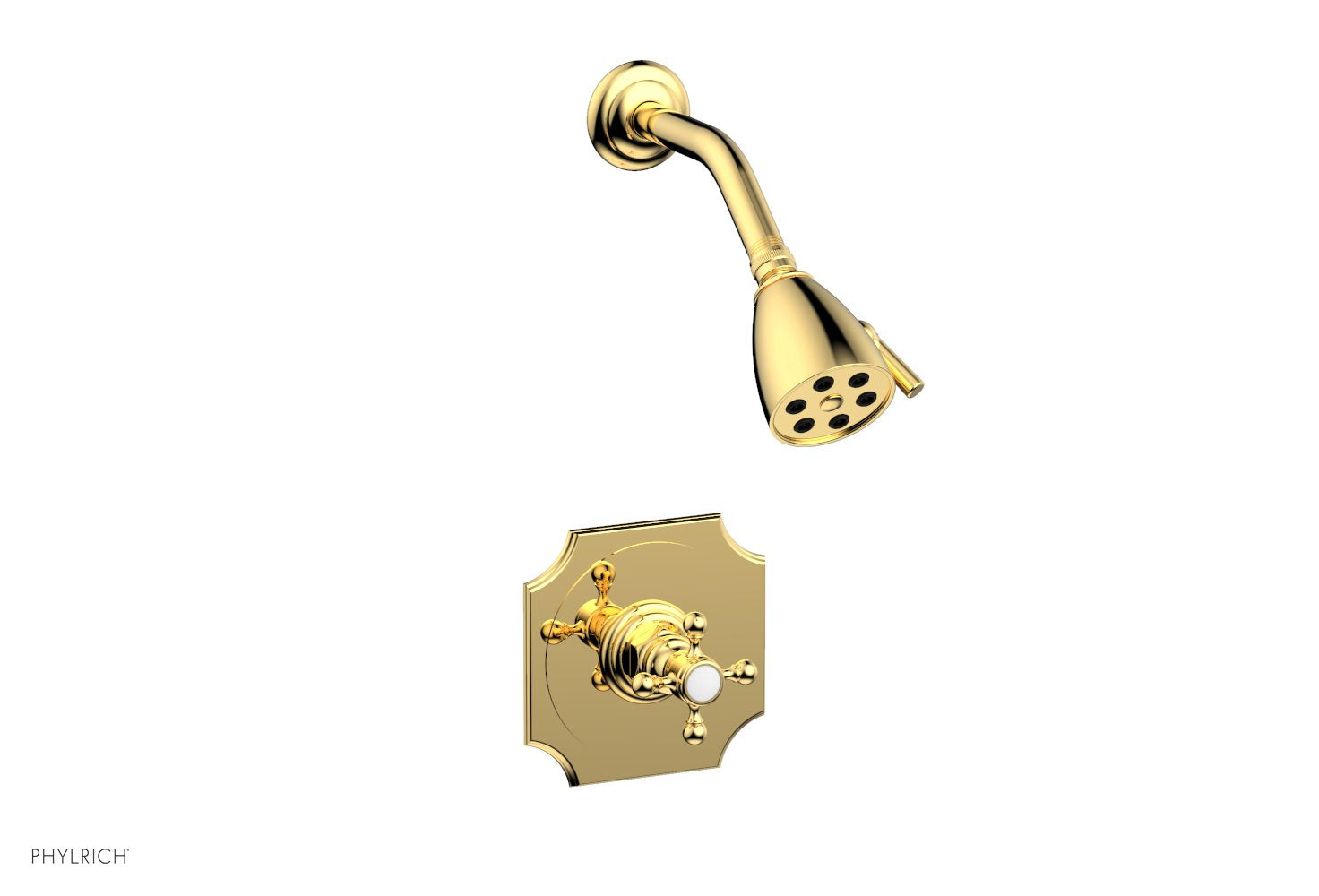 Phylrich HENRI Pressure Balance Shower Set Cross Handle 161-21 - Polished Gold