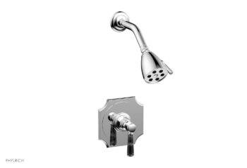 Phylrich HENRI Pressure Balance Shower Set - Black Marble Handle 161-23 - Polished Chrome