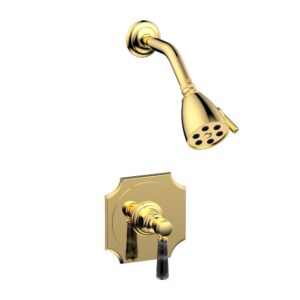 Phylrich HENRI Pressure Balance Shower Set – Black Marble Handle 161-23 – Polished Gold