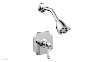 Phylrich HENRI Pressure Balance Shower Set - White Marble Handle 161-23 - Polished Chrome