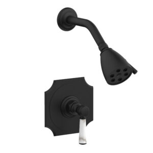 Phylrich HENRI Pressure Balance Shower Set – White Marble Handle 161-23 – Matte Black