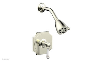 Phylrich HENRI Pressure Balance Shower Set - White Marble Handle 161-23 - Satin Nickel