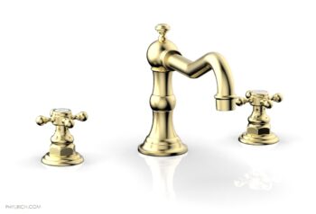 Phylrich HENRI Deck Tub Set - Cross Handle 161-40 - Polished Brass Uncoated