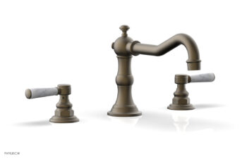 Phylrich HENRI Deck Tub Set - White Marble Lever Handles - 161-42 - Architectural Bronze