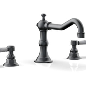 Phylrich HENRI Deck Tub Set – White Marble Lever Handles – 161-42 – Gun Metal