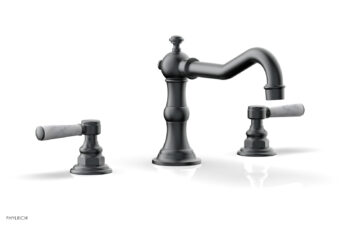 Phylrich HENRI Deck Tub Set - White Marble Lever Handles - 161-42 - Gun Metal