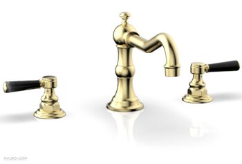 Phylrich HENRI Deck Tub Set - Marble Lever Handles - 161-42 - Polished Brass Uncoated