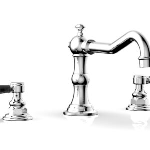 Phylrich HENRI Deck Tub Set – Black Marble Lever Handles – 161-42 – Polished Chrome