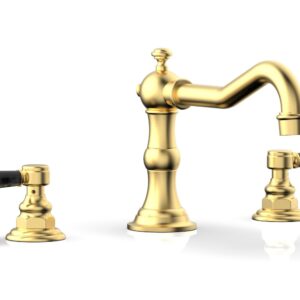 Phylrich HENRI Deck Tub Set – Black Marble Lever Handles – 161-42 – Burnished Gold