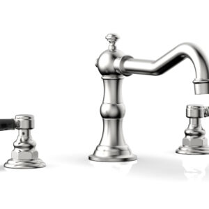 Phylrich HENRI Deck Tub Set – Black Marble Lever Handles – 161-42 – Satin Chrome