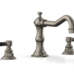 Phylrich HENRI Deck Tub Set – Black Marble Lever Handles – 161-42 – Pewter