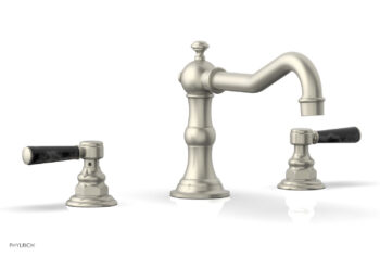Phylrich HENRI Deck Tub Set - Black Marble Lever Handles - 161-42 - Burnished Nickel