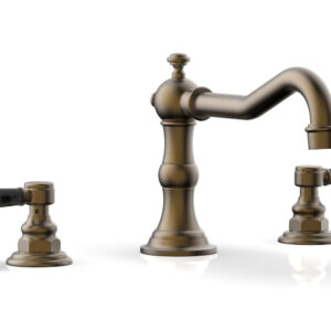 Phylrich HENRI Deck Tub Set – Black Marble Lever Handles – 161-42 – Old English Brass