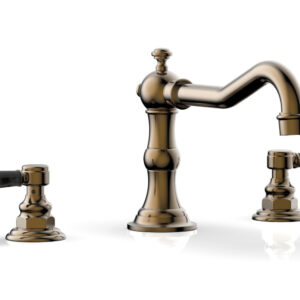 Phylrich HENRI Deck Tub Set – Black Marble Lever Handles – 161-42 – Antique Brass
