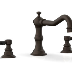 Phylrich HENRI Deck Tub Set – Black Marble Lever Handles – 161-42 – Antique Bronze
