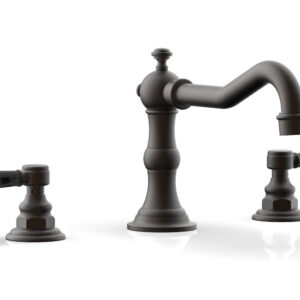 Phylrich HENRI Deck Tub Set – Black Marble Lever Handles – 161-42 – Oil Rubbed Bronze