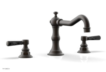 Phylrich HENRI Deck Tub Set - Black Marble Lever Handles - 161-42 - Oil Rubbed Bronze