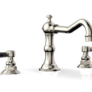 Phylrich HENRI Deck Tub Set – Black Marble Lever Handles – 161-42 – Polished Nickel