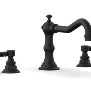 Phylrich HENRI Deck Tub Set – Black Marble Lever Handles – 161-42 – Matte Black