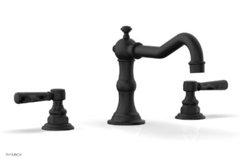 Phylrich HENRI Deck Tub Set - Black Marble Lever Handles - 161-42 - Matte Black