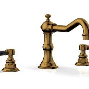 Phylrich HENRI Deck Tub Set – Black Marble Lever Handles – 161-42 – French Brass