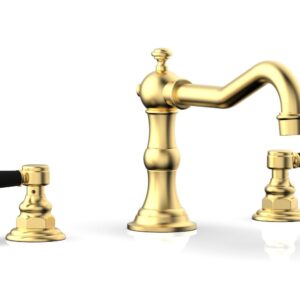 Phylrich HENRI Deck Tub Set – Satin Black Lever Handles – 161-41 – Burnished Gold