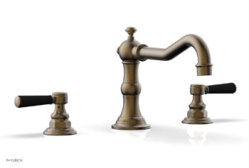 Phylrich HENRI Deck Tub Set - Satin Black Lever Handles - 161-41 - Old English Brass
