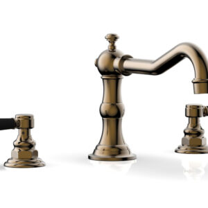 Phylrich HENRI Deck Tub Set – Satin Black Lever Handles – 161-41 – Antique Brass