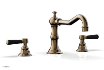 Phylrich HENRI Deck Tub Set - Satin Black Lever Handles - 161-41 - Antique Brass