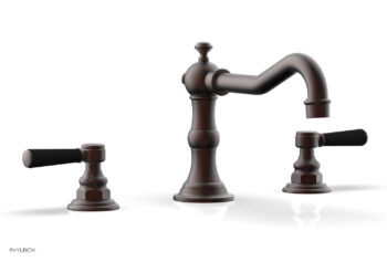 Phylrich HENRI Deck Tub Set - Satin Black Lever Handles - 161-41 - Weathered Copper