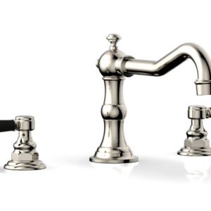 Phylrich HENRI Deck Tub Set – Satin Black Lever Handles – 161-41 – Polished Nickel