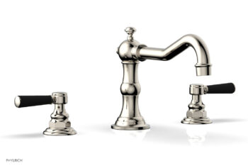 Phylrich HENRI Deck Tub Set - Satin Black Lever Handles - 161-41 - Polished Nickel