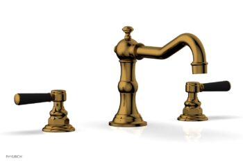 Phylrich HENRI Deck Tub Set - Satin Black Lever Handles - 161-41 - French Brass