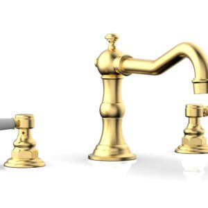 Phylrich HENRI Deck Tub Set – Satin White Lever Handles – 161-41 – Burnished Gold