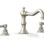 Phylrich HENRI Deck Tub Set - Satin White Lever Handles - 161-41 - Burnished Nickel