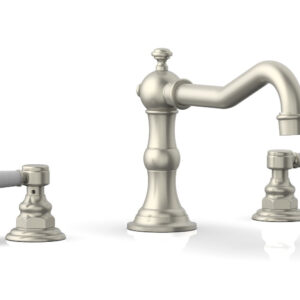 Phylrich HENRI Deck Tub Set – Satin White Lever Handles – 161-41 – Burnished Nickel