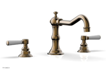 Phylrich HENRI Deck Tub Set - Satin White Lever Handles - 161-41 - Antique Brass