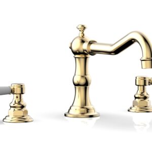 Phylrich HENRI Deck Tub Set – Satin White Lever Handles – 161-41 – Satin Brass