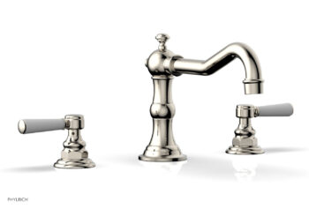 Phylrich HENRI Deck Tub Set - Satin White Lever Handles - 161-41 - Polished Nickel