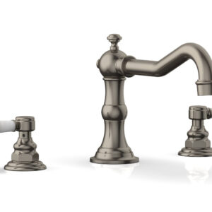 Phylrich HENRI Deck Tub Set – White Marble Lever Handles – 161-42 – Pewter