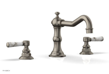 Phylrich HENRI Deck Tub Set - White Marble Lever Handles - 161-42 - Pewter