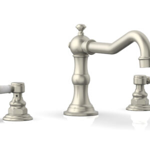 Phylrich HENRI Deck Tub Set – White Marble Lever Handles – 161-42 – Burnished Nickel
