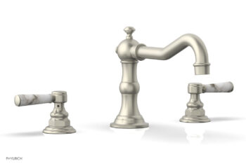 Phylrich HENRI Deck Tub Set - White Marble Lever Handles - 161-42 - Burnished Nickel