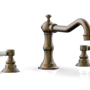 Phylrich HENRI Deck Tub Set – White Marble Lever Handles – 161-42 – Old English Brass