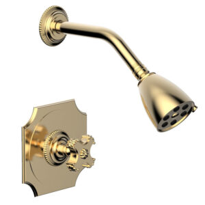 Phylrich MARVELLE Pressure Balance Shower Set – Cross Handle 162-21 – Satin Brass